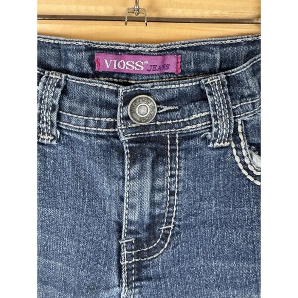 Vigoss denim Jeans decorative stitching Girls‎ Size 10 Blue Sequence Pockets
